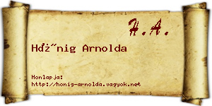 Hönig Arnolda névjegykártya